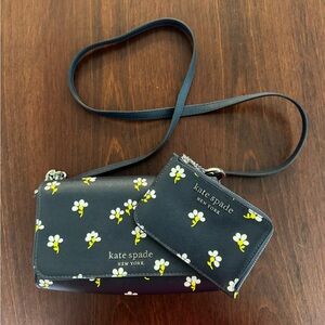 Kate Spade Navy Crossbody Bag with Floral Pattern